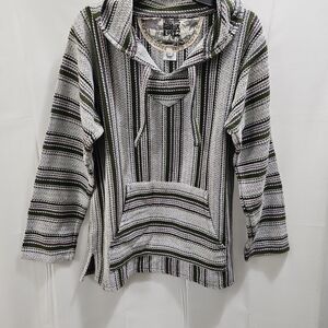 Striped Black and White Baja Hoodie